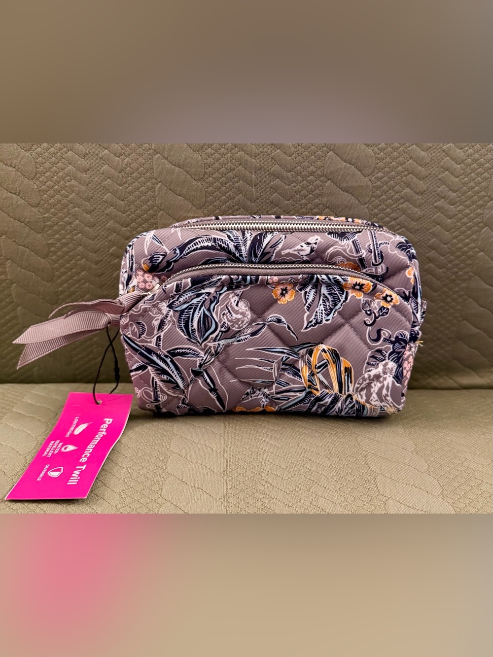 Vera Bradley Mini Cosmetic Bag Rain Forest Toile PerformanceTwill NWT